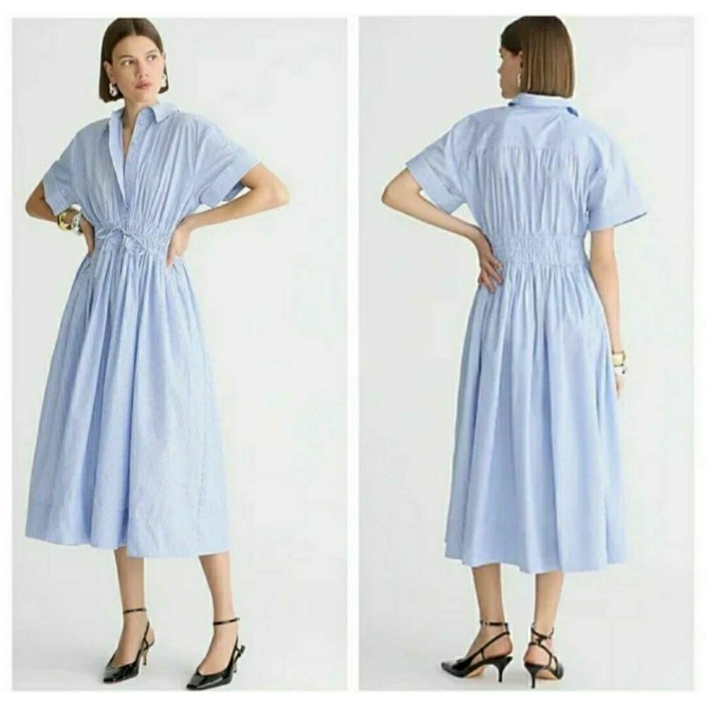 J. Crew Elena Shirt-dress in striped cotton poplin